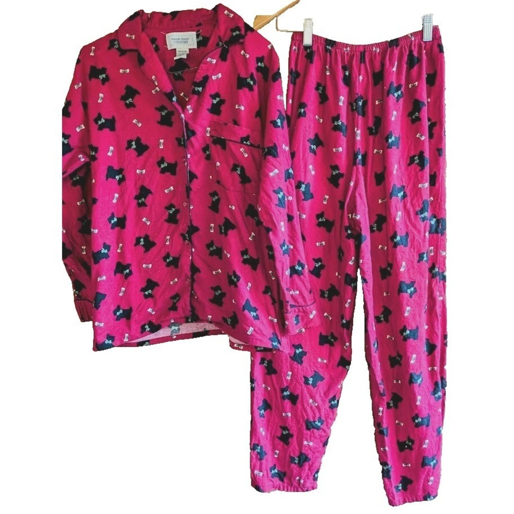 Amanda Stewart Country Pajamas Womans Sz S Vintage Scottie Dog Novelty Sears